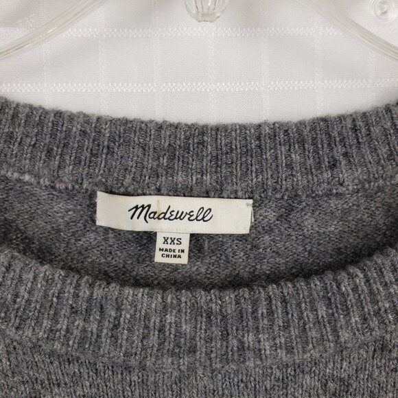 Madewell XXS Alpaca Blend Sweater Heather Gray White Hearts Top Wool Womens - Picture 3 of 13